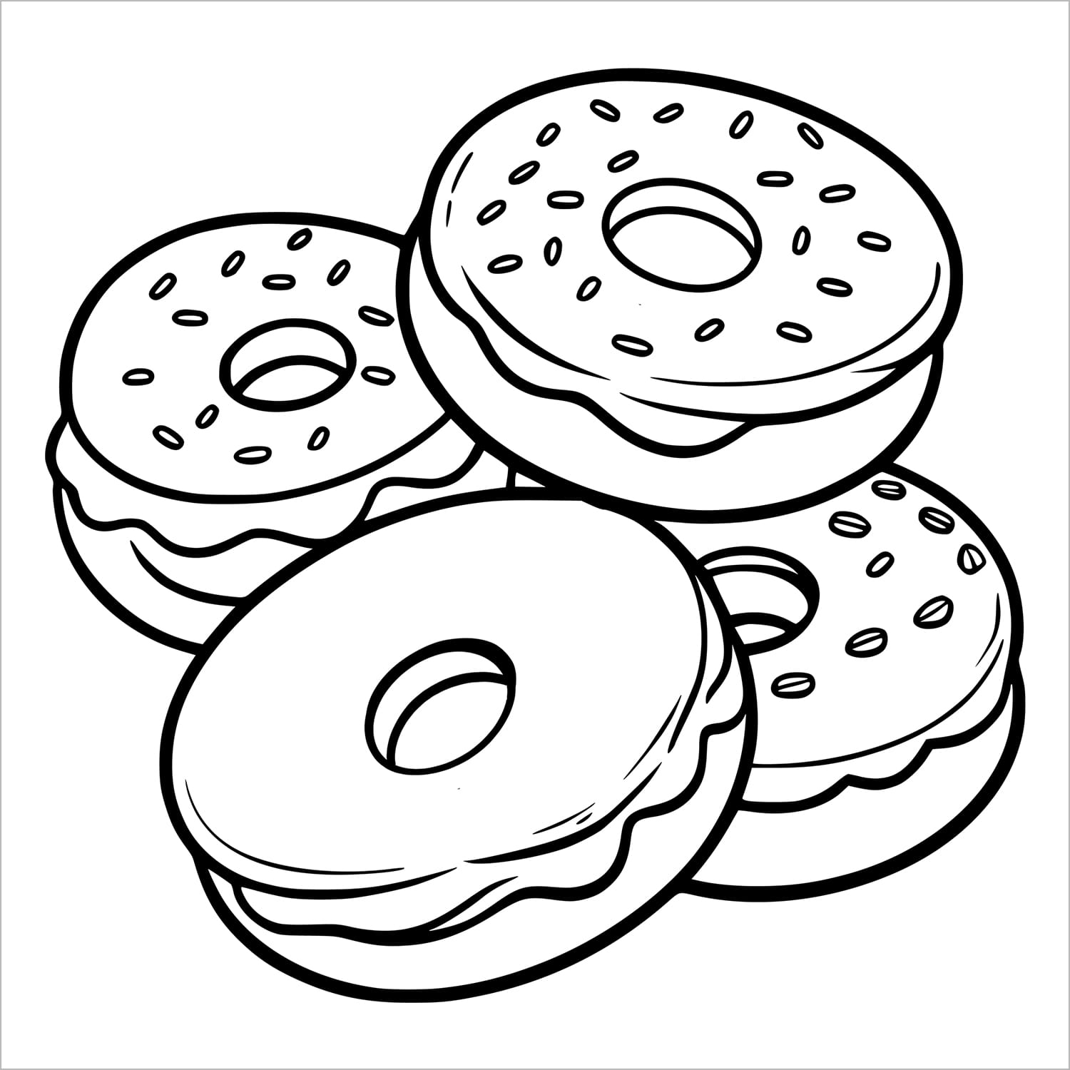 food and snacks bold and easy coloring book large print colouring pages donuts