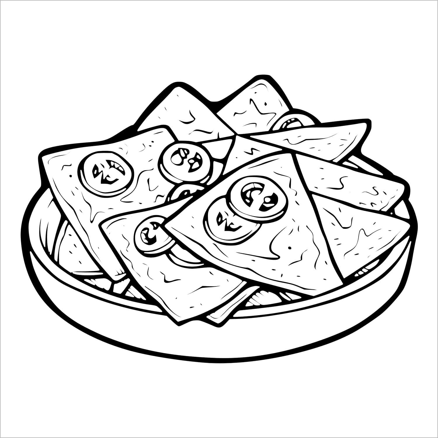 food and snacks bold and easy coloring book large print colouring pages nachos