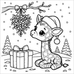 christmas animals coloring book for kids colouring pages baby giraffe with gift