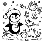 christmas animals coloring book for kids colouring pages baby penguin reindeer and owl