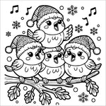 christmas animals coloring book for kids colouring pages baby birds singing carols