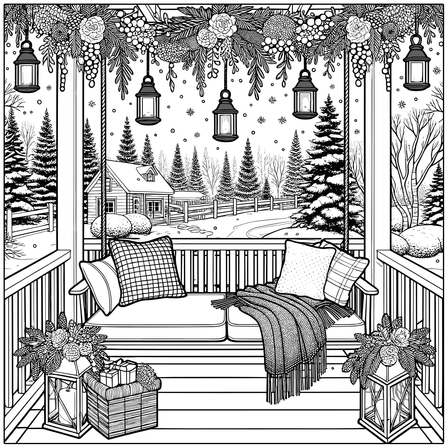 christmas holiday homes colouring book for adults