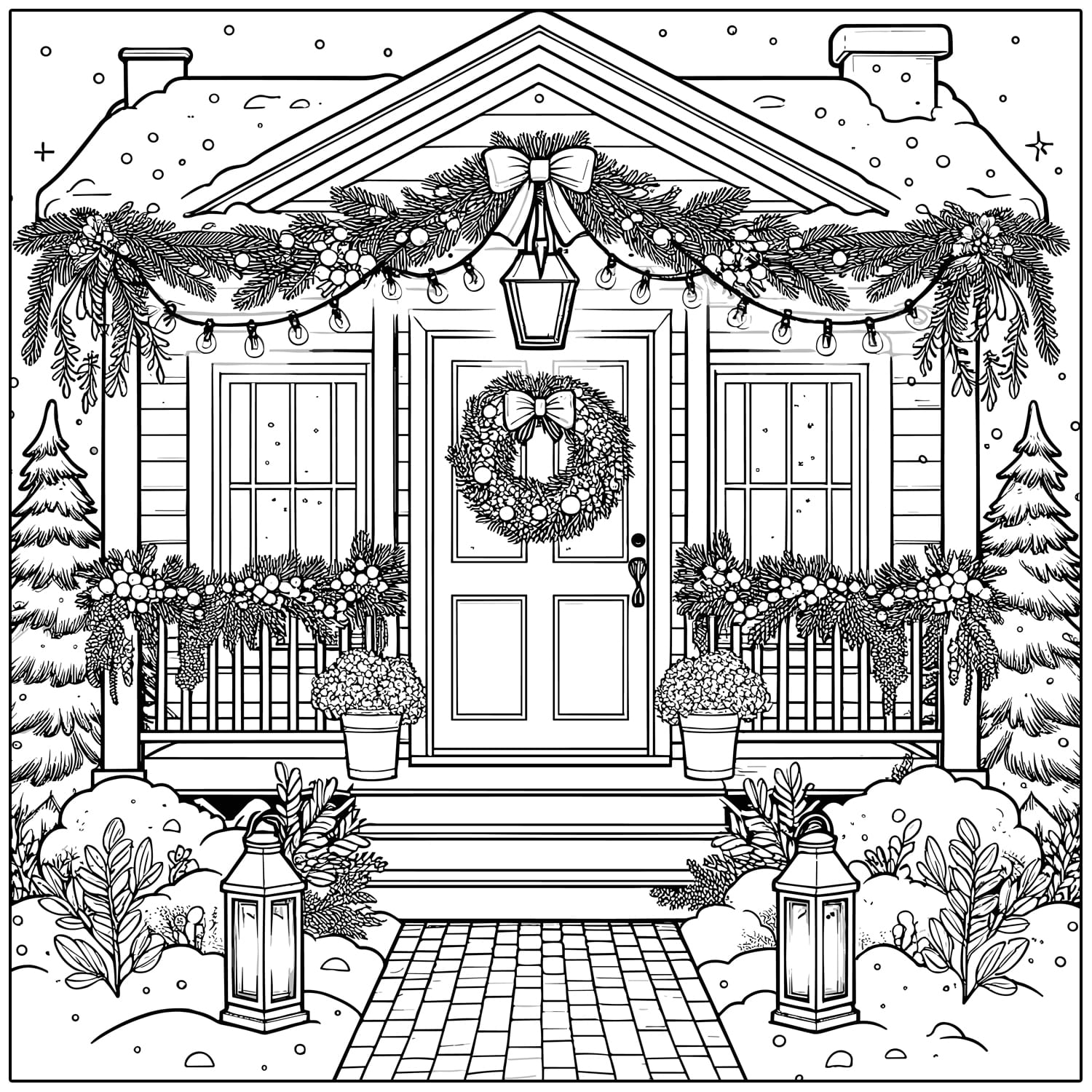 christmas homes holiday colouring pages for adults