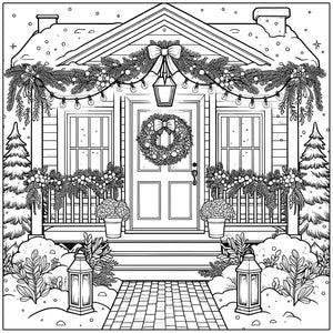 christmas homes holiday colouring pages for adults