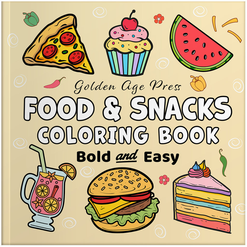 food and snacks bold and easy coloring book large print colouring pages pizza