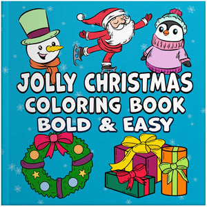 jolly christmas bold and easy coloring book xmas simple large print colouring pages for adults kids and seniors winter hygge holiday home