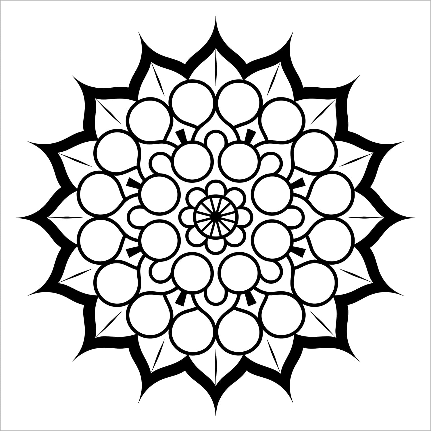 mandalas bold and easy coloring book large print colouring page simple geometric pattern