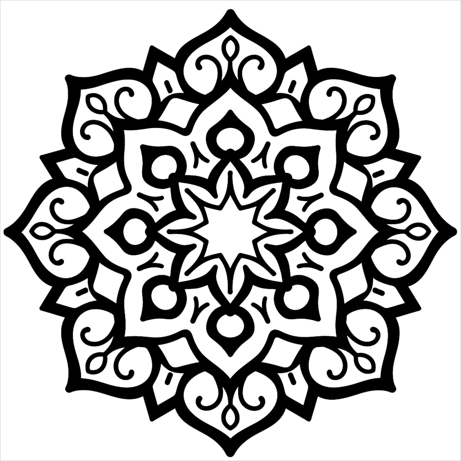 mandalas bold and easy coloring book large print colouring page simple geometric pattern