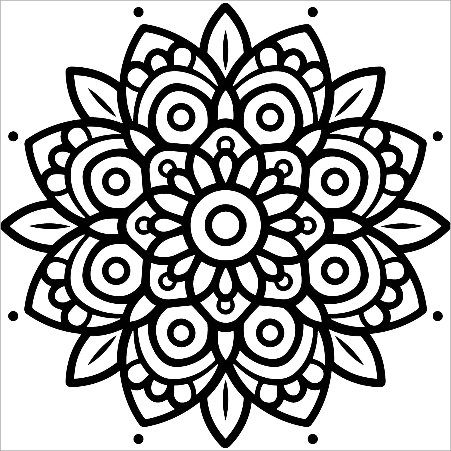 mandalas bold and easy coloring book large print colouring page simple geometric pattern