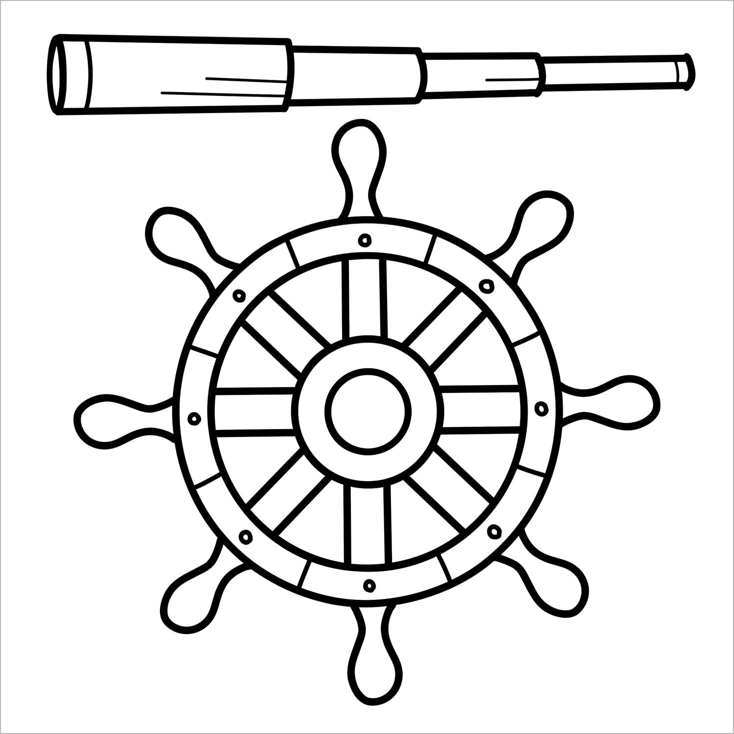 ocean safari bold and easy coloring book large print colouring pages nautical wheel and spy glass