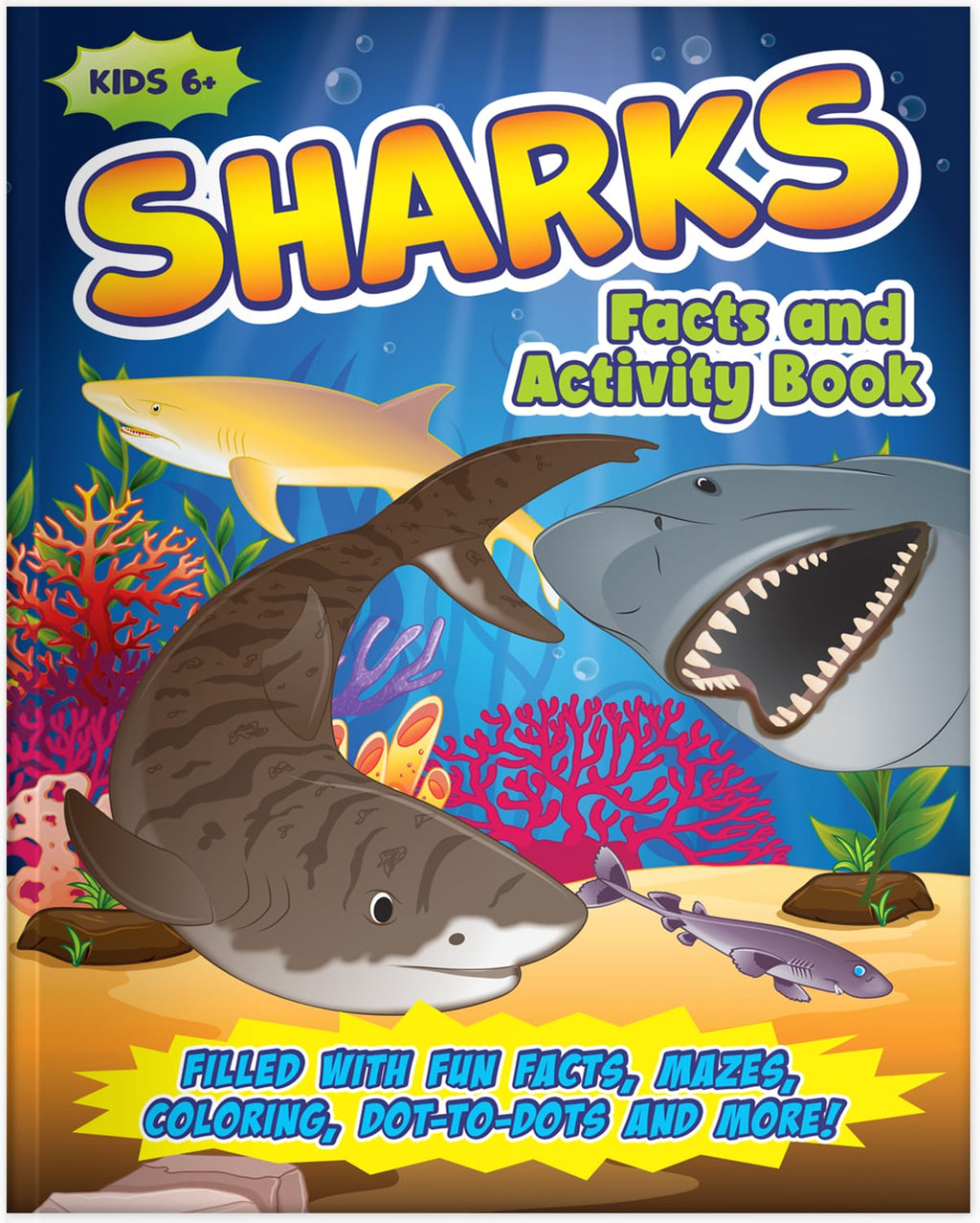 sharks ocean animals activity book for kids activity worksheet pages colouring children puzzles mazes word search crossword sudoku sheets