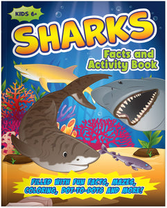 sharks ocean animals activity book for kids activity worksheet pages colouring children puzzles mazes word search crossword sudoku sheets