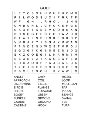 golf word find from sports and games word seach puzzle book large print