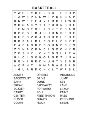 basketball word find from sports and games word seach puzzle book large print