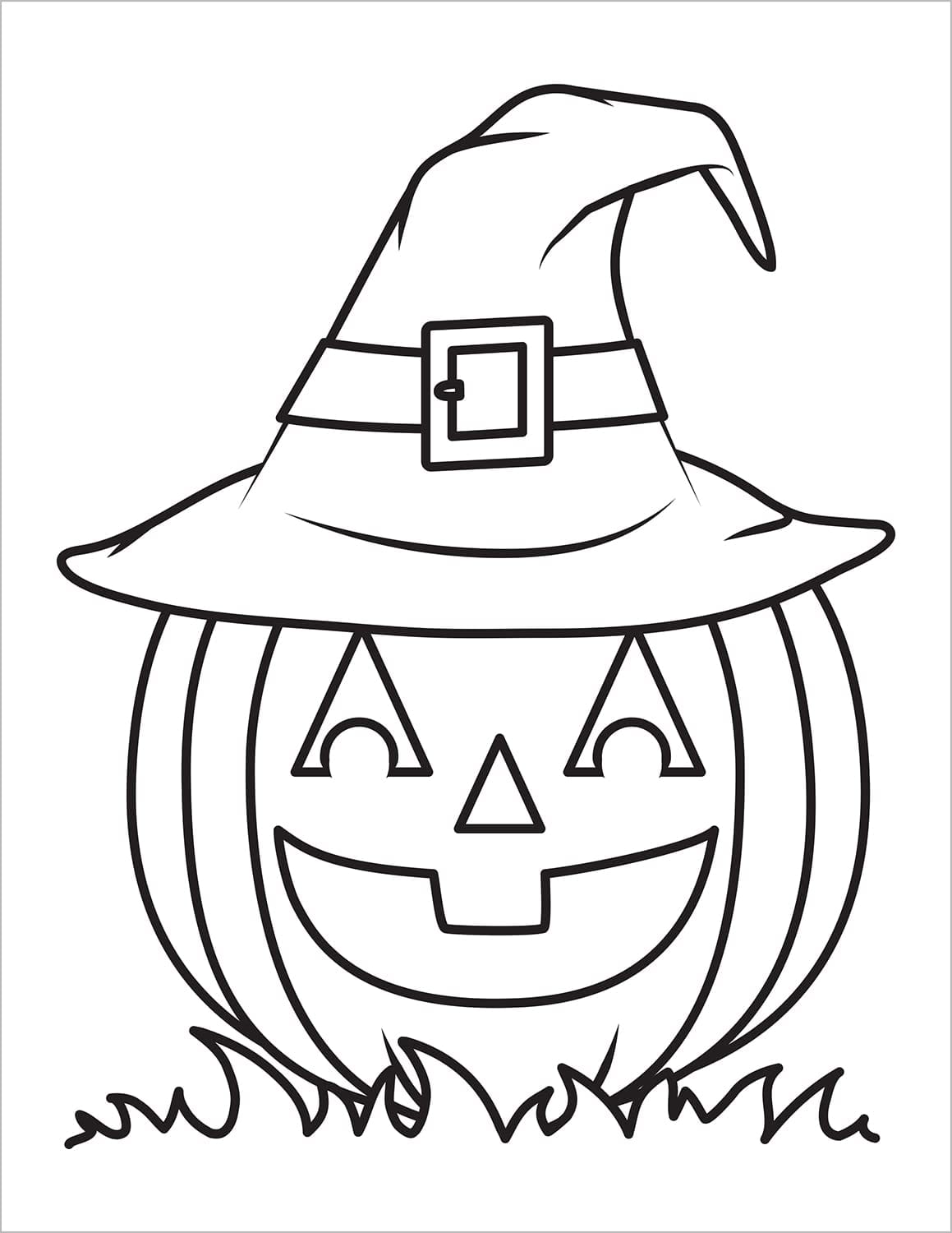 toddler halloween coloring book for kids spooky colouring pages jack-o-lantern pumpkin with witches hat