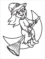 toddler halloween coloring book for kids spooky colouring pages smiling witch riding her broom